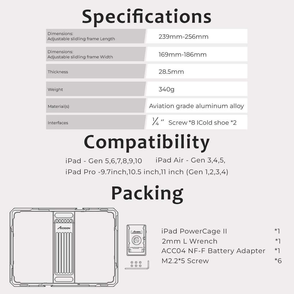 Accsoon iPad PowerCage II for Accson Seemo, Compatible with Ipad