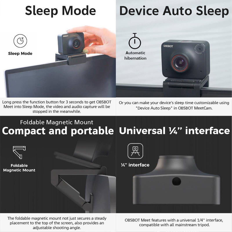 OBSBOT Meet 4K Webcam Ultra – AI-Powered Pergear Webcam HD Background Virtual