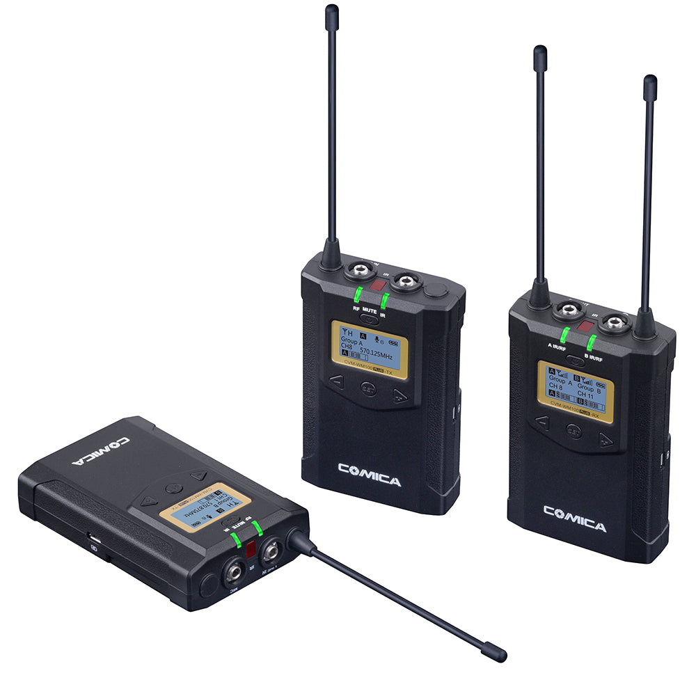 Comica CVM-WM100 Plus UHF 1-trigger-2wireless microphone | Pergear